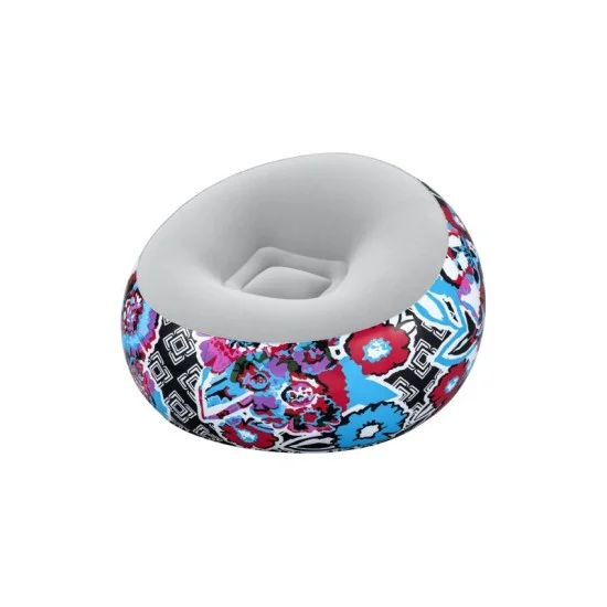 Bestway 1.12m x 1.12m x 66cm inflate-a-chair floral air chair (contents:chair, repair patch,)